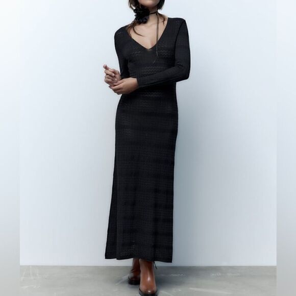 Zara Pointelle Knit Dress - Picture 9 of 10